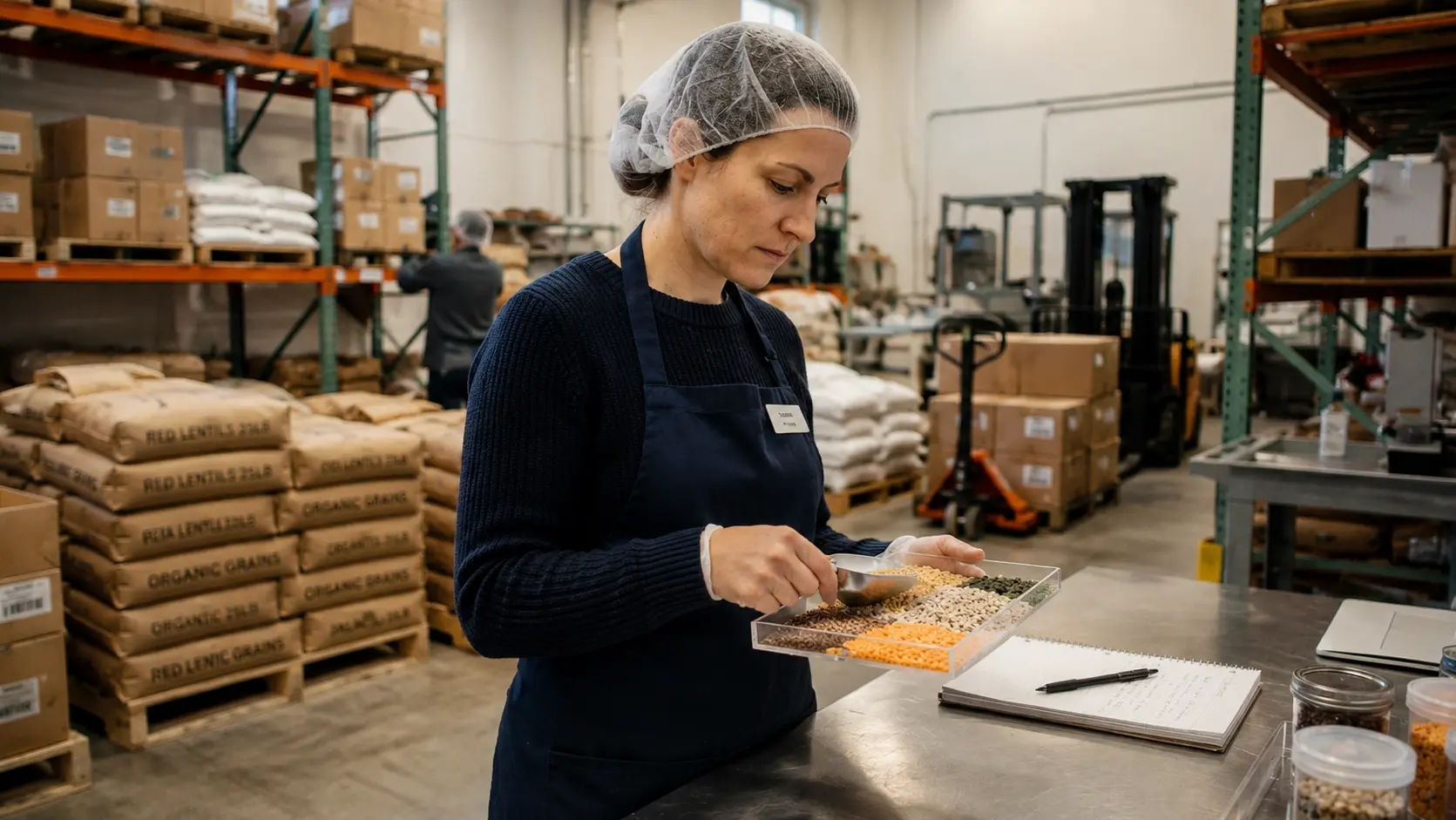 Food quality inspection in a professional warehouse environment